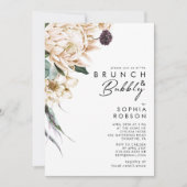 Brunch floral blanc et invitation bulle (Devant)
