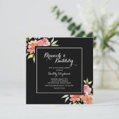 Brunch floral chic et invitations noires bulles (Debout devant)