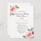 Brunch Floral Rose Et Invitation Fête des mariées  (Devant / Derrière)