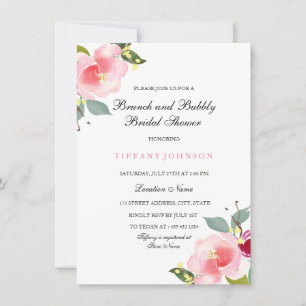 Brunch Floral Rose Et Invitation Fête des mariées