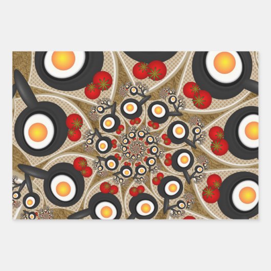 Brunch Fractal Art Funny Food, Tomaten, Eieren Inpakpapier Vel (Voorkant 2)