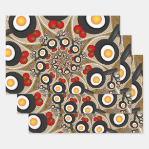 Brunch Fractal Art Funny Food, Tomaten, Eieren Inpakpapier Vel