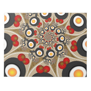 Brunch Fractal Art Funny Food, Tomaten, Eieren Notitieblok