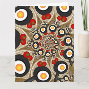 Brunch fractale kunst leuke voeding, tomaten, eier bedankkaart