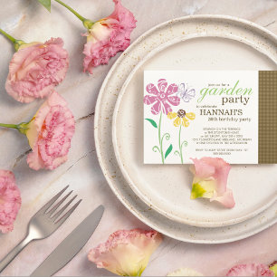 Brunch Garden Party Birthday Invitations Kaart