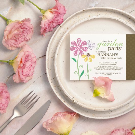 Brunch Garden Party Invitations d'anniversaire