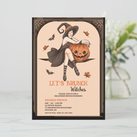 Brunch Halloween Invitation sorcière (Debout devant)
