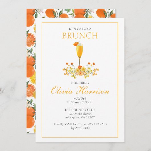 Brunch Invitation, Invitation de Brunch nuptial, A (Devant / Derrière)