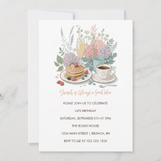 Brunch Is Always a Good Idea Uitnodiging - Bloemen