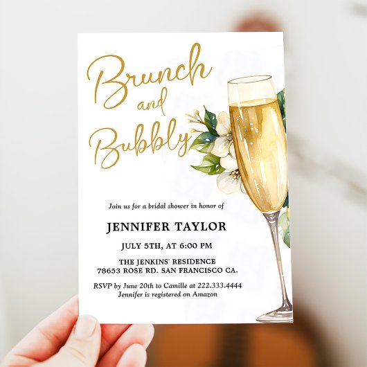 Brunch Jaune et Bubbly Invitation de la douche nup