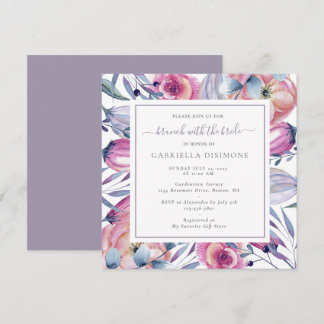 Brunch met Bride Dusty Mauve Waterverf Floral Kaart