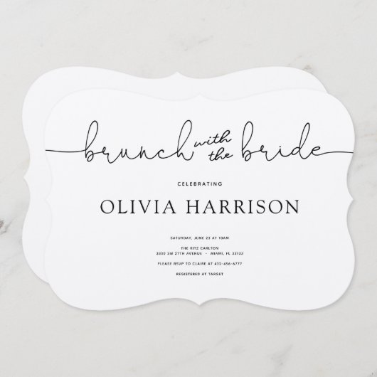 Brunch met de bride Shower Kaart (Voorkant / Achterkant)