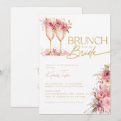 Brunch met de bruid Goud Roze Vrijgezellenfeest Kaart (Voorkant / Achterkant)