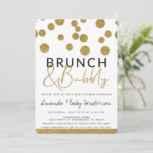Brunch moderne & Bubbly Invitation (Debout devant)