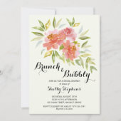 Brunch moderne et Bubbly Floral Shower Invitation (Devant)