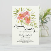 Brunch moderne et Bubbly Floral Shower Invitation (Debout devant)