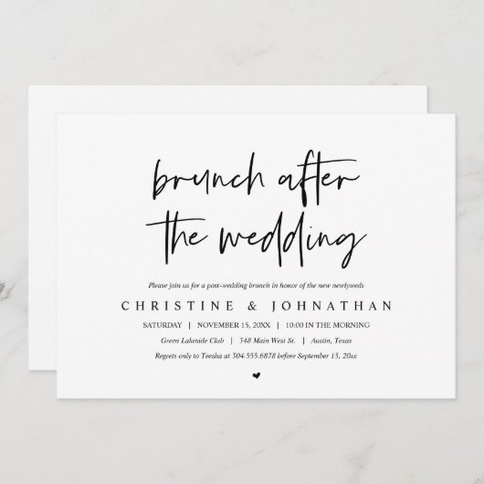 Brunch na de bruiloft (Na de bruiloft) Uitnodiging (Voorkant / Achterkant)