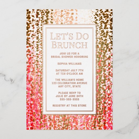 Brunch Nodig Bruids Verjaardag Baby Custom Elegant Folie Uitnodiging (Voorkant)