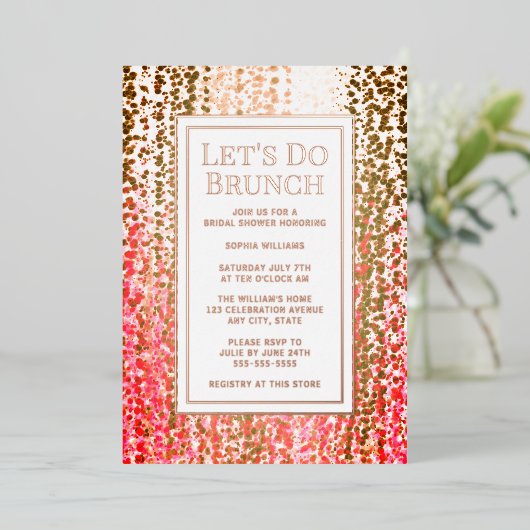 Brunch Nodig Bruids Verjaardag Baby Custom Elegant Folie Uitnodiging (Staand Voorkant)