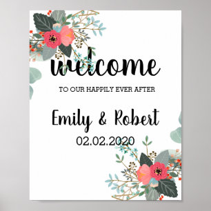 Brunch of waterverf leaf Foliage Wedding Poster