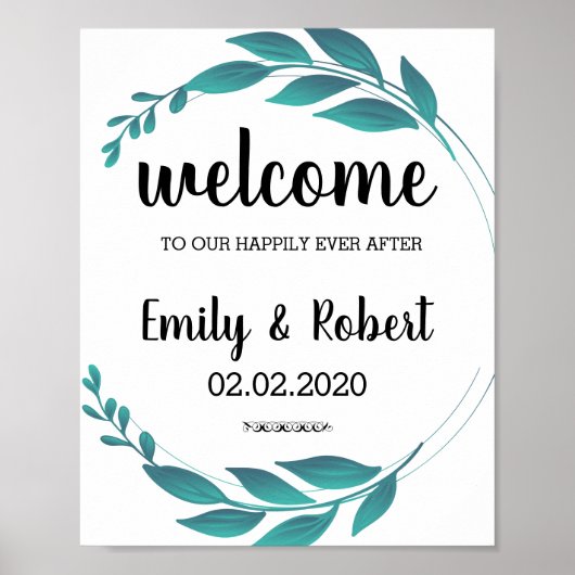 Brunch of waterverf leaf Foliage Wedding Poster (Voorkant)
