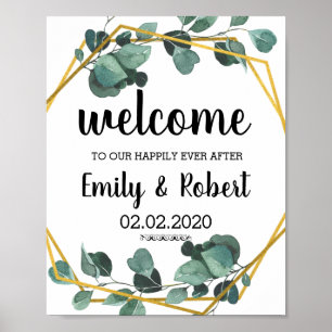 Brunch of waterverf leaf Foliage Wedding Poster