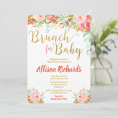 Brunch pour baby shower filles invitations florale (Debout devant)
