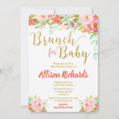 Brunch pour baby shower filles invitations florale (Devant)