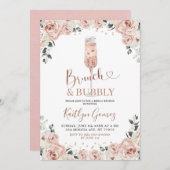 Brunch rose et Bubbly Invitation (Devant / Derrière)