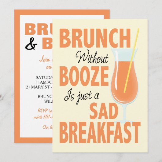 Brunch Sans Booze Brunch Invitation (Devant / Derrière)