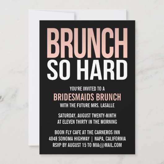 Brunch So Hard Pink Bridesmaid Brunch Invitations (Devant)