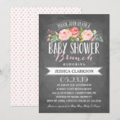 Brunch sur la bannière Rose| Invitation Baby showe (Devant / Derrière)