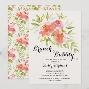 Brunch tendance et bulle Floral Shower Invitation
