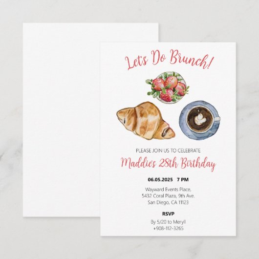 Brunch Theme Anniversaire Invitation de fête (Devant / Derrière)