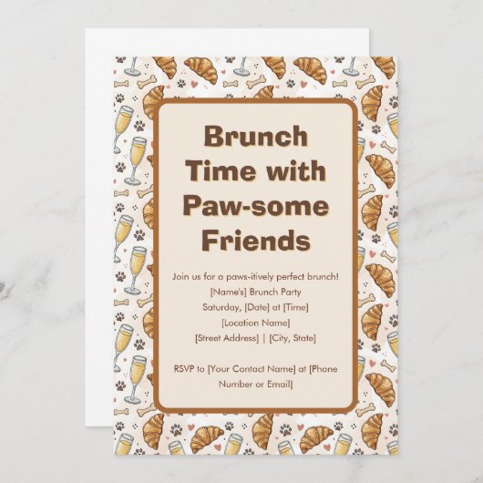 Brunch Time avec Paw-some Friends Invitation (Devant / Derrière)