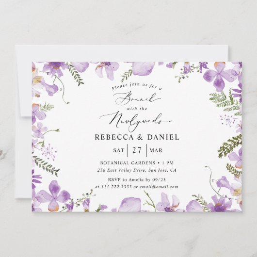 Brunch violet avec Faire-part de mariage aux jeune (Devant)
