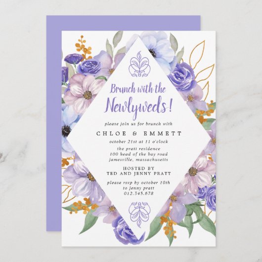 Brunch violet rustique avec invitation des jeunes  (Devant / Derrière)