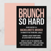 Brunch zo hard roze vrijgezelle brunch uitnodiging (Voorkant / Achterkant)
