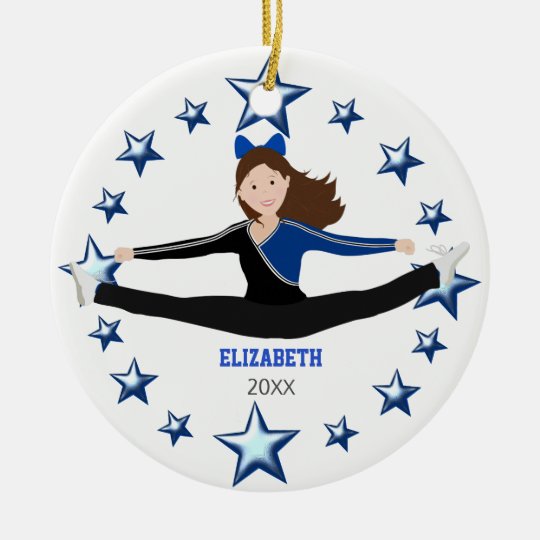 Brune d'acclamation de danse bleue et noire ornement rond en céramique
