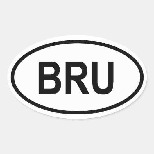 Brunei "BRU" Ovale Sticker (Voorkant)