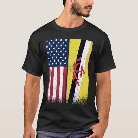 Brunei Bruneian American Flags Proud USA Brunei T-shirt (Voorkant)