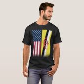Brunei Bruneian American Flags Proud USA Brunei T-shirt (Voorkant volledig)