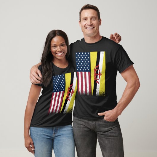 Brunei Bruneian American Flags Proud USA Brunei T-shirt (Unisex)