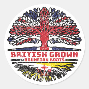 Brunei Bruneian British Tree Roots Flag Ronde Sticker