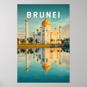 Brunei Illustratie Reis Kunst Vintage Poster