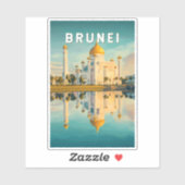Brunei Illustration Travel Art Vintage Sticker (Vel)