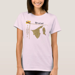 Brunei Kaart + Vlag + Titel T-Shirt