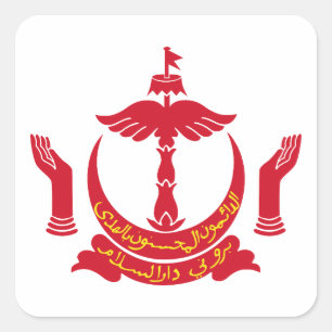Brunei landswapen symbool embleem vlag vierkante sticker