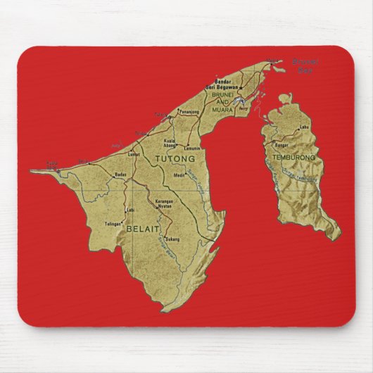 Brunei Map Mousepad Muismat (Voorkant)
