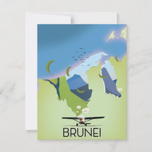 Brunei Reisposter kaart (Voorkant)